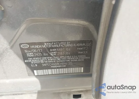 2014 Hyundai Sonata Limited 2.0T from USA, damaged, VIN 5NPEC4AB8EH846195